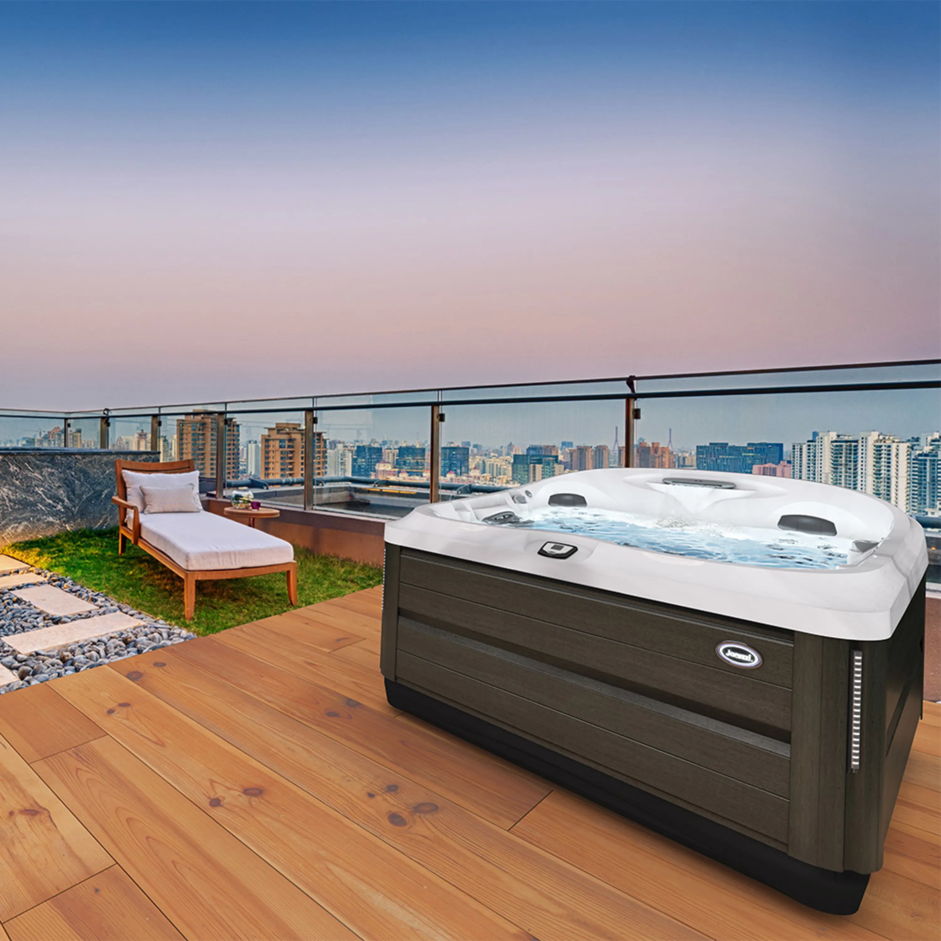 J-475™ LARGE DESIGNER HOT TUB WITH LOUNGE SEAT